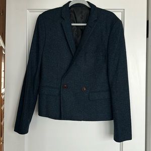 TopMan Cropped Wool Tweed Blazer